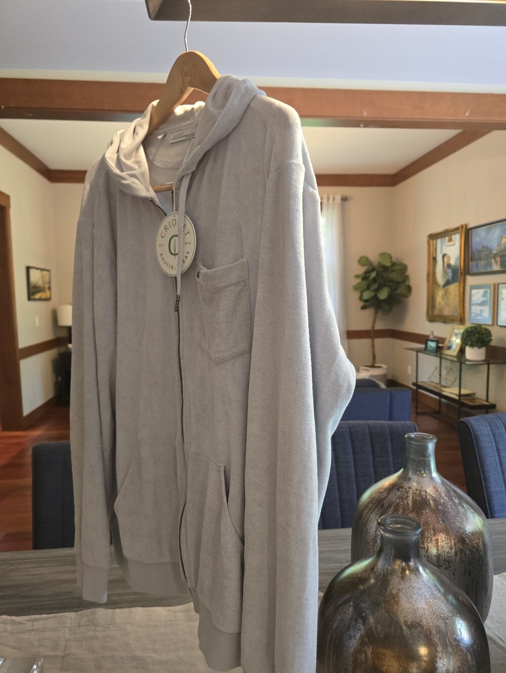 Criquet - Light Grey, Men's, Terry, Zip Hoodie - Size Large. Brand New w/Tags - Picture 7 of 8